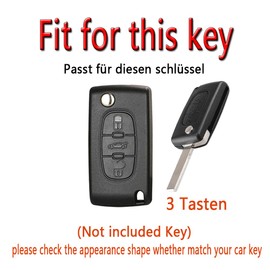 HIBEYO Flip Key Car Key Case Fits Peugeot 207 407 308 607 Key Case Leather Texture Protective Cover for Citroen C1 Picasso Berlingo C-Crosser Key Box 3-Button Leather Blue
