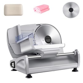 Meat Slicer, Electric Food Cutter, Jerky Bread Slicer 1-15 mm Adjustable Thickness 2 Removable Stainless Steel Blades Food Tray, Meat Processing Equipment