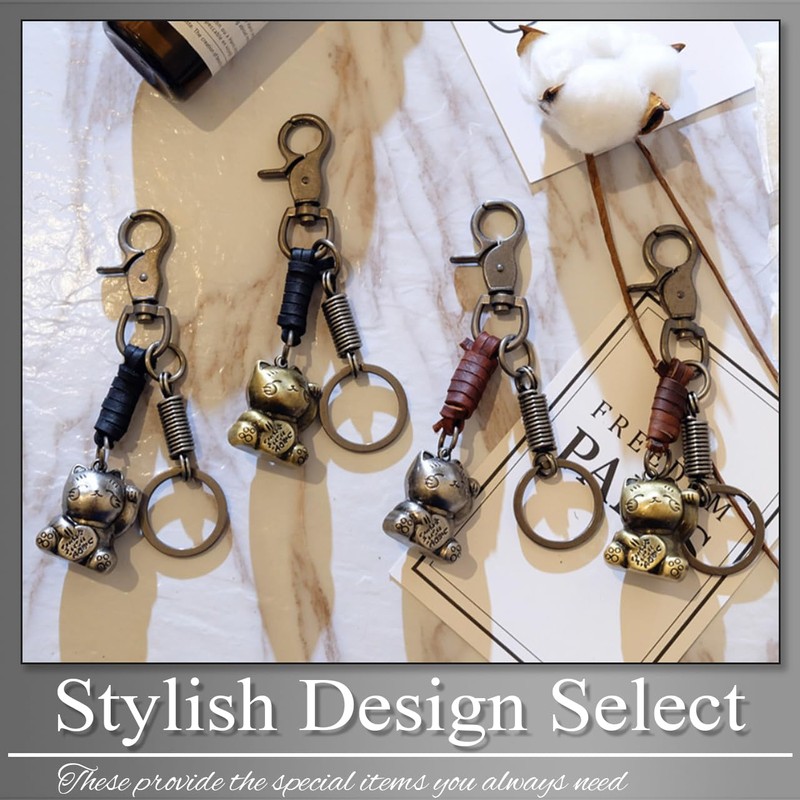 Buzz Selection AC185 Keychain, Cat, Maneki Neko, Retro, Simple, Charm,