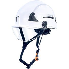 SAFEBUILDER G2 Safety Helmet Type 2 Hard Hats with Visor Lightweight Adjustable Size for Industrial Construction Rescue Work at Height OSHA (Type 2 Class E,G&C(No Vented), G2E-White with Clear Visor)