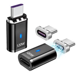 SHEEAST Magnetic USB C Adapter Straight 2 Pack, USB C Magnetic Adapter -3 Tips 120w Fast Charging 5Pin 480Mbps Data Transmission, Black