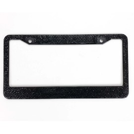 SDeelCase 2x Black Bling Diamond Crystal Glitter Metal License Plate Fram For Subaru Mazda