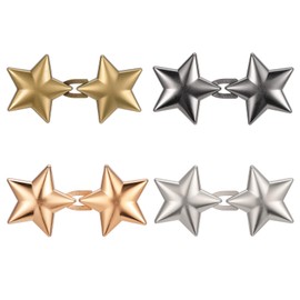 Coptiner 4 Pairs Waist Tightener Clips, Star Adjustable Jeans Buttons Pant Waist Tightener Clips No Sewing Required Buttons No Tools for Loose Jeans, Jackets, Clothes