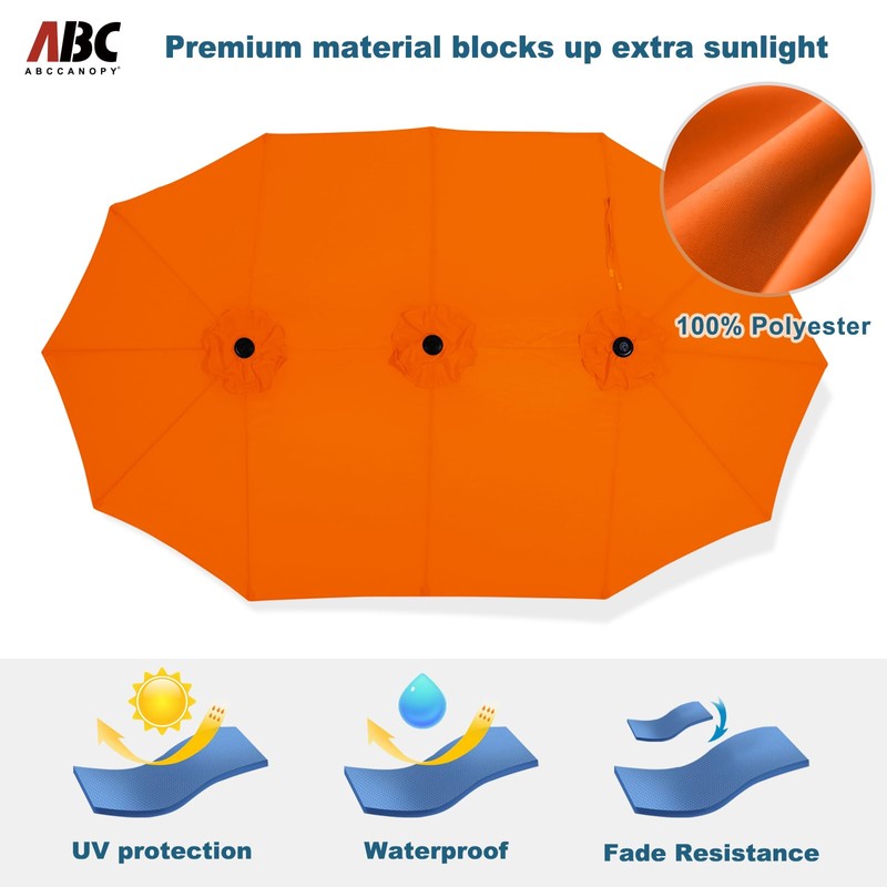 ABCCANOPY 15FT Double-Sided Aluminum Table Patio Umbrella Garden Large Umbrella,Swimming