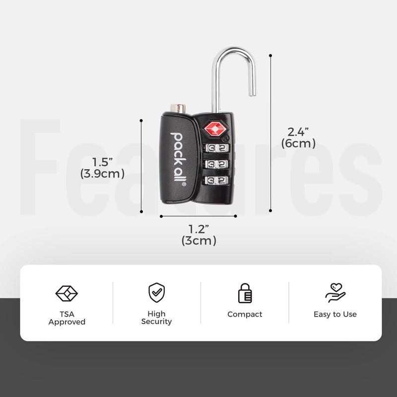 pack all TSA Approved Luggage Lock, Inspection Indicator, Alloy Body,