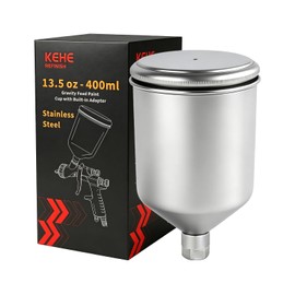 KEHE REFINISH Stainless Steel Paint Cup for Spray Gun 102# for Iwata W400/W400LV/WR400/LPH400/SATA Jet b nr-92/nr-95 (16mm Female,1.5mm Thread)