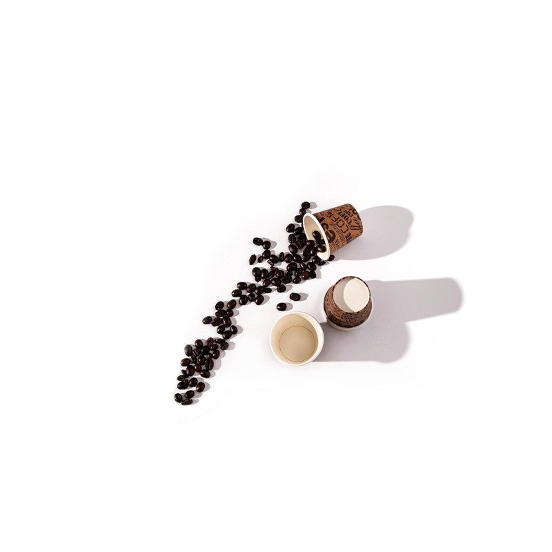 Bioaiks KIT Office 250 Paper Coffee Cups with Wooden Scoops