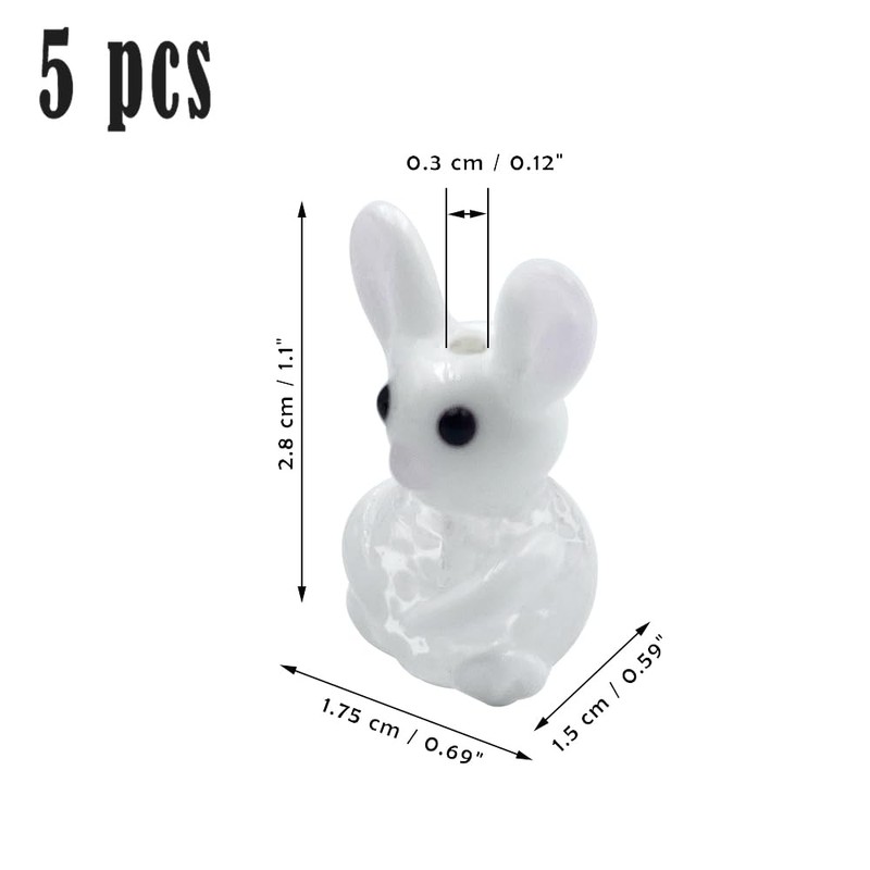 5Pcs Bunny Beads Handmade Lampwork Beads Glass Rabbit Beads