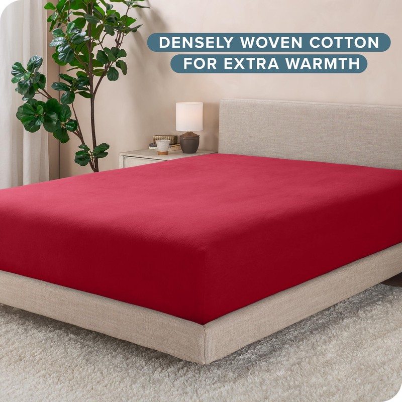 Bare Home Flannel Fitted Bottom Sheet 100% Cotton, Velvety Soft