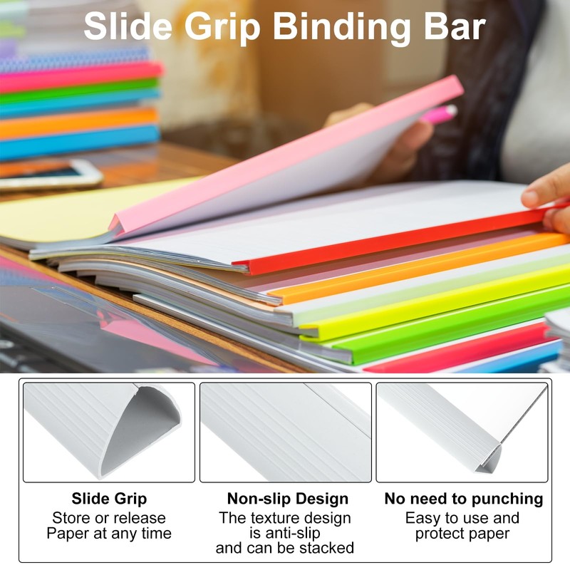 PATIKIL 10Pcs Binding Bars, 25mm Binding Bars Slide Grip 220