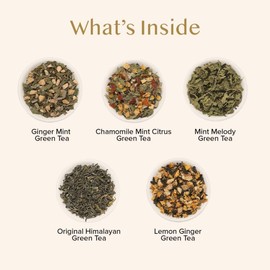 VAHDAM, Assorted Green Tea Bags Sampler (5 Flavors, 20 Ecofriendly Pyramid Tea bags) I Christmas 2025 Gift Ideas for Women & Men | Himalayan Green Tea Varieties | Gluten Free & Non GMO