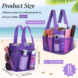 Chapou 8 Packs Mesh Shower Caddy Portable Large Shower Caddy Dorm with 8 Pockets and Handles Quick Dry Shower Bags Hanging Bath Bag Dorm Room College Essentials for Bathroom Gym Camp (Multicolor)