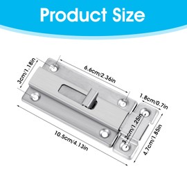 2 Pieces Bathroom Stall Door Latch 4 inch Door Bolts with Screw Stainless Steel Latch Sliding Door Lock Mounted Slide Bolt Silver Sliding Lock Barrel Bolt Bathroom Stall Hardware for Internal Doors