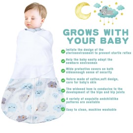BSTOPPT Newborn Sleep Sack Baby Swaddle,3-6 Months,3-Way Adjustable Wearable Blanket,100% Rayon Cotton Swaddling sleeping bag，TOG 0.5（Clouds&Starry Sky）