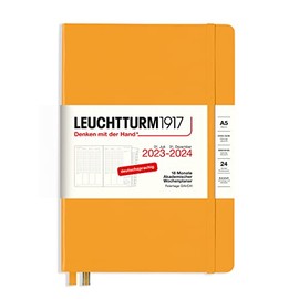 LEUCHTTURM1917 367554 Academic Weekly Planner Medium (A5) 2024, 18 Months, Rising Sun, German