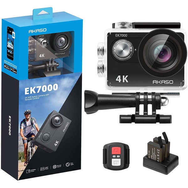 AKASO Action Cam, 4K WiFi Action Camera / Underwater Camera 170° Ultra Wide Angle Full HD Sports Camera with 12MP 2 Inch LCD Screen 2.4G Remote Control