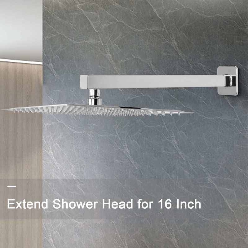 HarJue Shower Arm, Rain Shower Head Extension Extender, With Flange