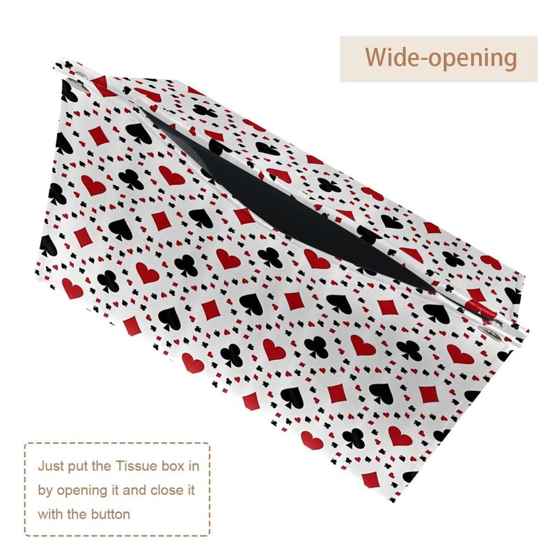 2 Pack Tissue Box Cover Holder, Poker Cards Square Rectangle