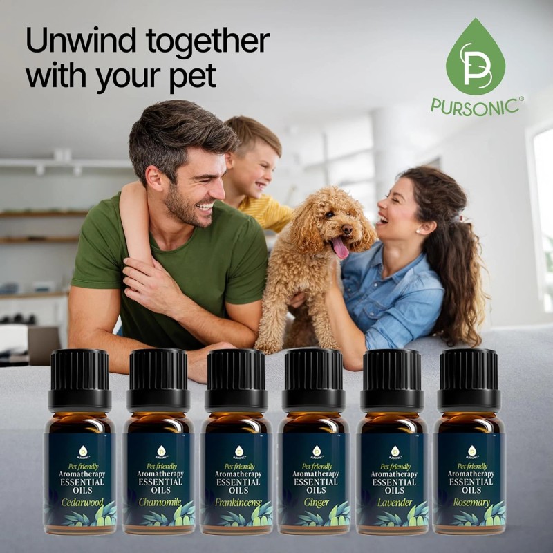 PURSONIC Pet Friendly Aromatherapy Essential Oils Collection, 6-Count