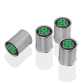 Acespeed 4Pcs Cartoon Metal Car Wheel Tire Valve Stem Cover Auto Valve Stem Caps Tire Valve Stem Caps with with Four-Leaf Clover Air Valve Caps Suit for Most Car Truck SUV Wheel Accessories（Silver）