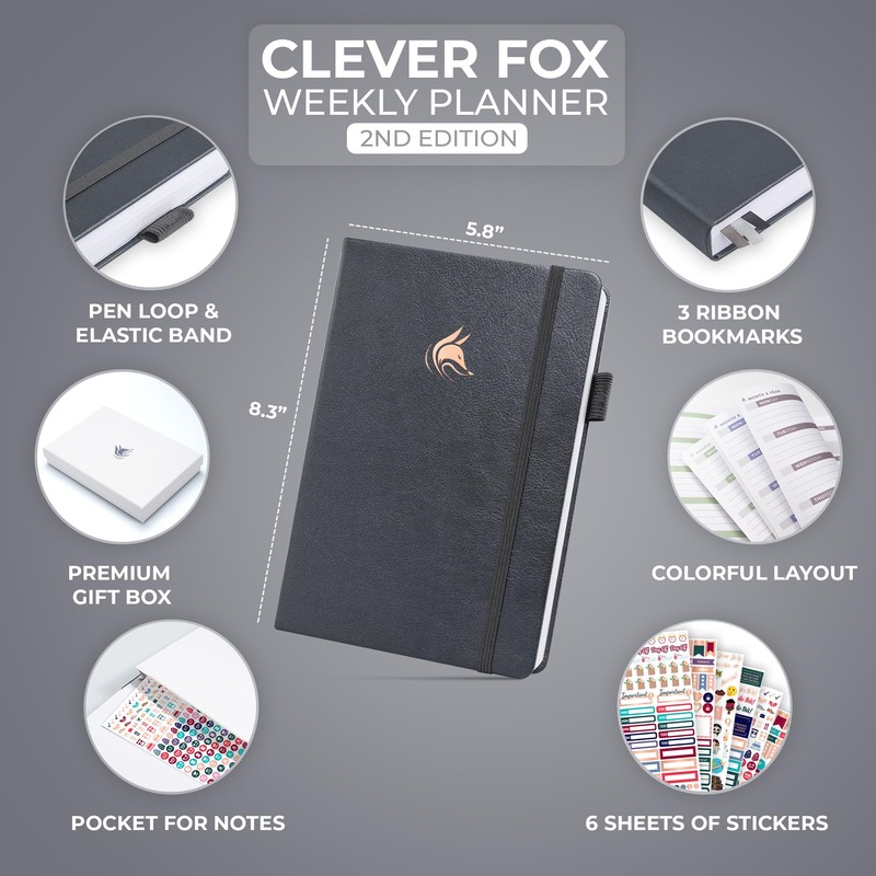 Clever Fox Planner 2nd Edition – Colorful Weekly & Monthly