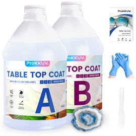 ProKKUV Table Top Epoxy Resin, Crystal Clear Resin Epoxy Kit 1 Gallon Kit with UV Resistant, High Gloss, Food Safe, Easy 1:1 Ratio for Table Tops, Woodworking, Bar and Surface Coating