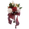 LEIFENY Wedding Bouquets for Bride, Burgundy & White Bridal Bridesmaid Bouquet Wedding, Flowers with Silk Ribbon, Valentine's Day, Home Decor, Decoration