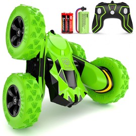 SGILE RC Stunt Car Toy, Remote Control Car with 2 Sided 360 Rotation for Boy Kids Girl, Green