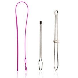 String Threader, Elastic Cord Threader, Set of 3, Threading Device, Scissor Type Cord & Ball Threading, Plastic & Stainless Steel, DIY, Handmade Sewing Tools, Craft Supplies, Tightly Pinched and
