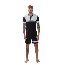 o-day Wanted Men's Short Cotton Pyjamas 100% - Shorts and T-Shirt Set Men - Two Piece Summer - Pyjamas Boys Lightweight and Breathable, model 1