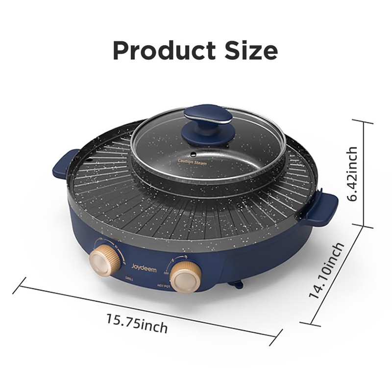 Joydeem Electric Grill with Shabu Shabu Hot Pot, Compact Korean