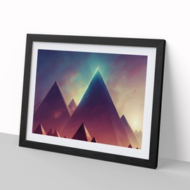 Futuristic Pyramids Vol.3 Abstract H1022 Framed Print for Living Room Bedroom Home Office Décor, Wall Art Picture Ready to Hang, Black A4 Frame (34 x 25 cm)