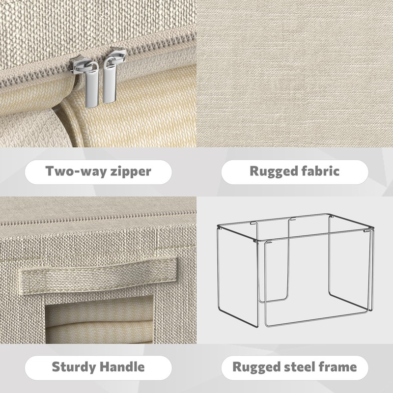 FHSQX 6 Pack Clothes Storage Bins with Metal Frame Foldable