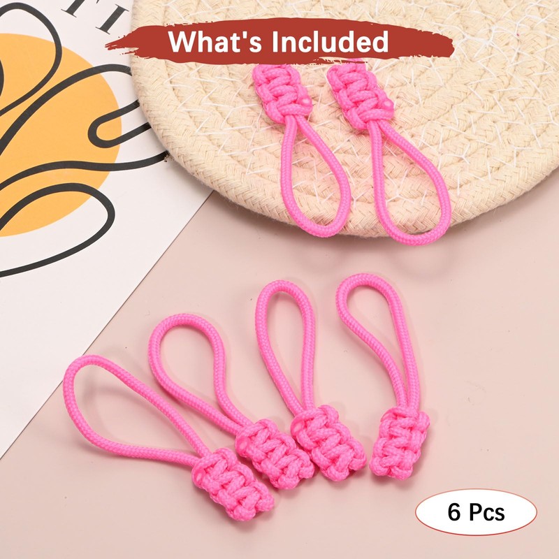 TIXIPEM Zipper Pull Replacement [6PCS] - Extender Woven Rope Zipper