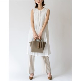 VITAFELICE Women's Bamboo Handle 2-Way Mini Handbag inb-90032p, grey beige, F