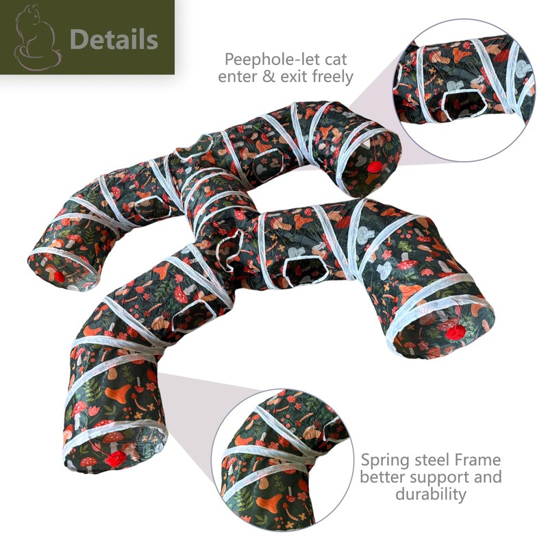Foldable H-Shaped Cat Tunnel Toy with Interactive Playing Balls -