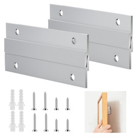 2 Pairs French Cleat Picture Hanger 4 Inches Aluminum Z Hanger Supports Z-Clamps Splint Hardware Kit Wall Bracket Interlocking for Mirrors Panels Shelves Gallery Picture Headboards Art Frames 4"