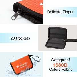 SPEEDWOX 20 Pockets Wrench Tool Storage Bag, Tool Pouch Organizer for Mini Wrenches, Metric and SAE, Portable Tool Organizer with Tote Design, Orange 1680D Oxford Fabric