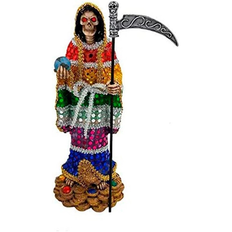 Santa Muerte 7 Potencias Color 13" Statue Holy Death Grim