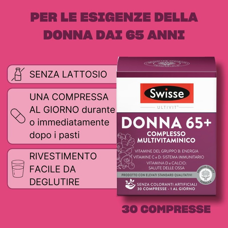 Swisse Donna 65+ Multivitaminico, Integratore Alimentare Multi-nutriente per Supportare l'Alimentazione