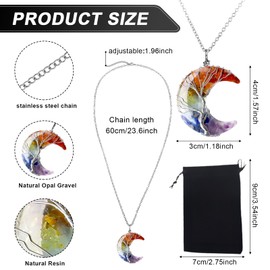 YUZHEDM Colour Necklace Women's Silver Chain Crystals Gemstone Chain Crystal Tree of Life Necklace Healing Stones Chain Gemstone Chain Women's Chakra Necklace with 1 Velvet Bag with Drawstring,