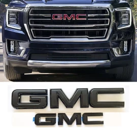 Auto GMC 2PCS Set Front Rear Black Black GMC Emblems Badges Fit For 2021+ Yukon Yukon XL