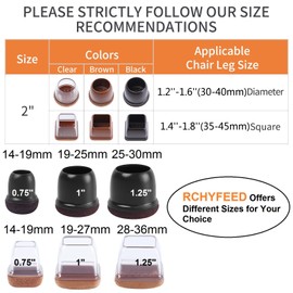 RCHYFEED 1.4-1.8'' Chair Leg Caps Floor Protectors with Felt Sliders, 24PCS Clear Furniture Leg Caps Cups Gliders for Protecting Hardwood Floors from Scratches, Furniture Table Leg Covers Square