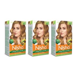 Nisha cream hair color permanent Fashion Highlights and rich bright long-lasting colour Honey Blonde (pack of 3)
