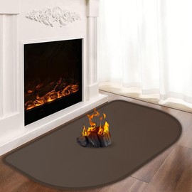 Hearth Rugs for Fireplaces Fire Resistant, 80x50x0.1cm Fireproof Fireplace Mat, Hearth Pads for Wood Stove Fireplace Indoor Outdoor, Fireplace Rug Protects Floors Carpets from Sparks Embers, Brown