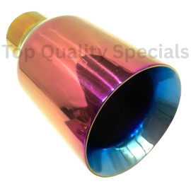 Gearhead 3" In Double Wall 4" Out 7" Long Round 304 Stainless Steel WELD ON Exhaust Tip