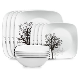 Corelle® Timber Shadows Square 12-piece Dinnerware Set, Service for 4