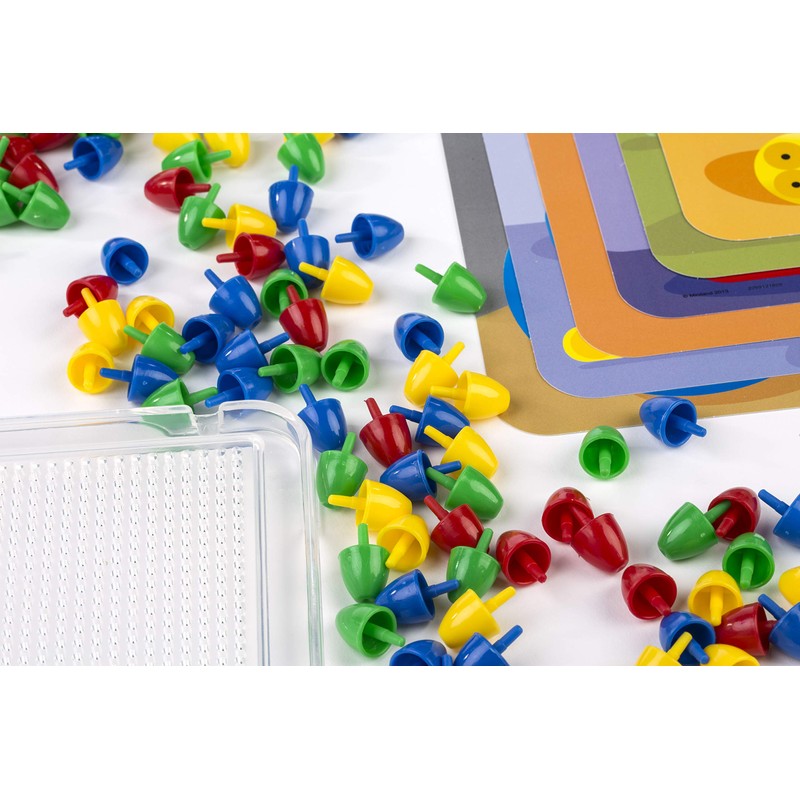 Miniland Pegs 8231805 Mosaik, mit Tafel, 6 Blättern, 160 Steckern