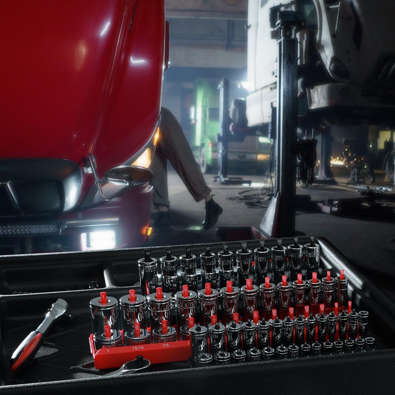 AIRTOON 3/8-Inch Drive Socket Organizer Trays, 2-Piece SAE and Metric