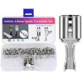 4.8 mm blade receptacles set, 100 x socket spades and 30 x blade plugs and 50 pieces insulating sleeves, brass tinning, highly conductive cable lugs, uninsulated connectors, 4.8 mm, silver